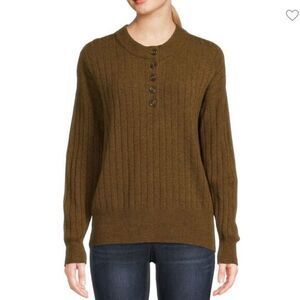 NEW Madewell Bowden Henley Sweater in Coziest Yarn,‎ brown, women's plus size 4X